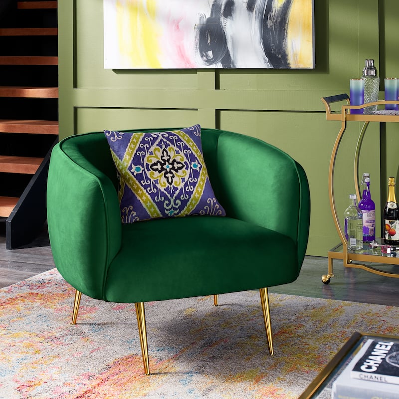 Roman Brass Finish Velvet Upholstered Accent Chair by iNSPIRE Q Bold