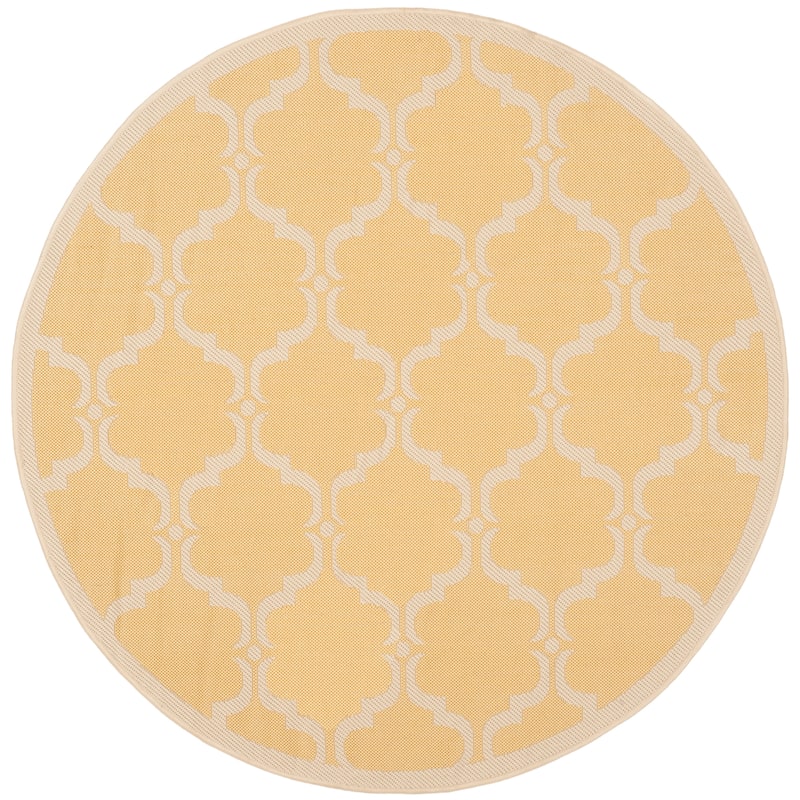 SAFAVIEH Courtyard Charleen Indoor/ Outdoor Waterproof Patio Backyard Rug - 5'3" Round - Yellow/Beige