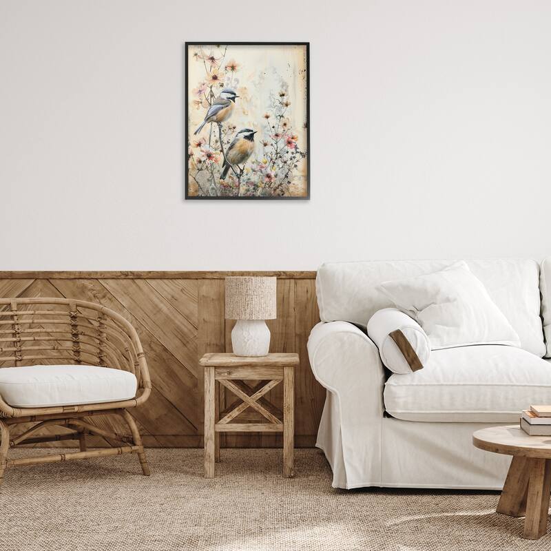 Stupell Sparrows Perched on Florals Framed Giclee Art Design By Arlington Prints