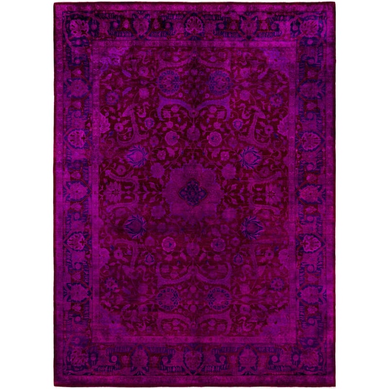 Overdyed One-of-a-Kind Hand-Knotted Area Rug - Pink - 9' 4" x 12' 4"
