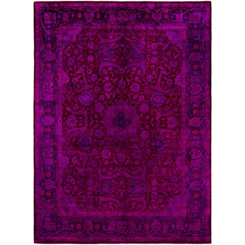 Overdyed One-of-a-Kind Hand-Knotted Area Rug - Pink - 9' 4" x 12' 4"