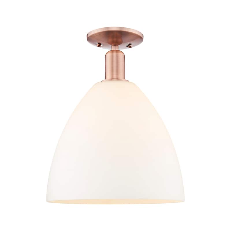 Innovations Lighting 716-1C-15-12 Bristol Semi-Flush Bristol 12" Wide - Antique Copper / Matte White