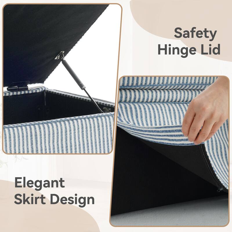 Skirted Rectangular Flip-Top Storage Ottoman