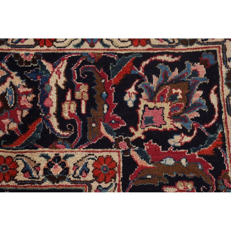 Traditional Signed Mashad Persian Vintage Rug Handmade Wool Carpet - 8'0"x 10'9"