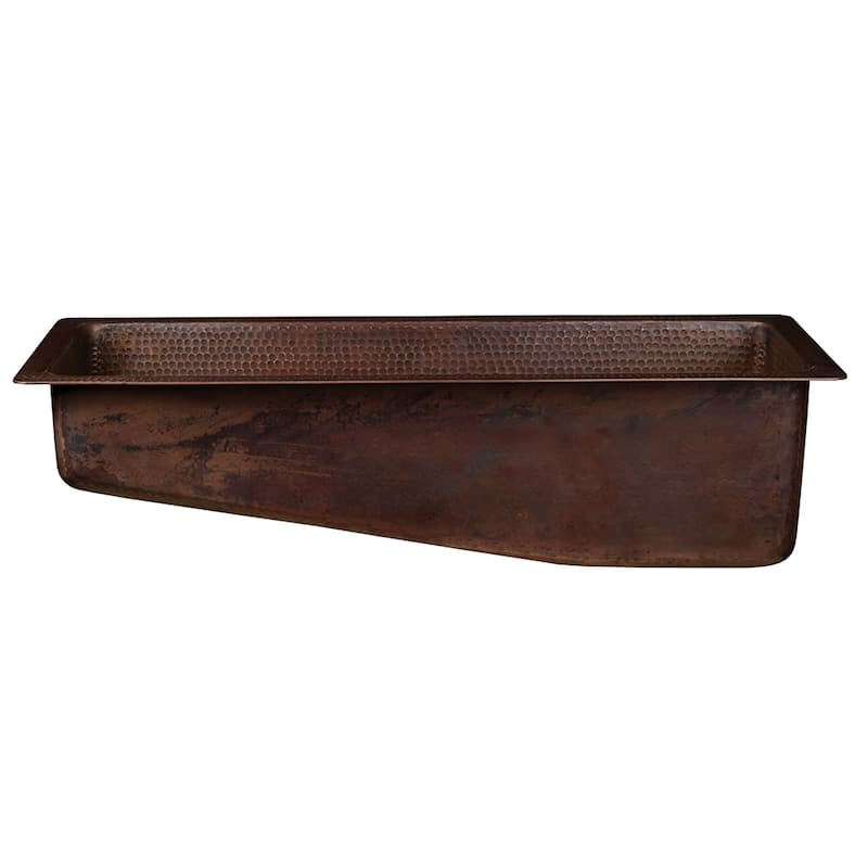 28-in Rectangle Hammered Copper Slanted Bar/Prep Sink with 3.5-in Drain Opening (BRECSL28DB3)