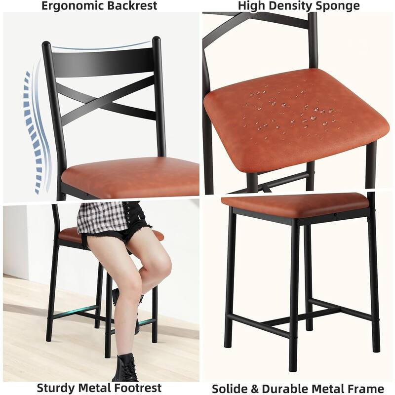 Modern 26" Counte Height Bar Stools for Kitchen Island, Brown