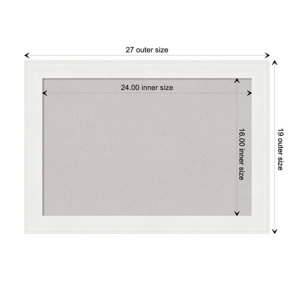 Vanity White Narrow Framed Grey Corkboard Bulletin Board
