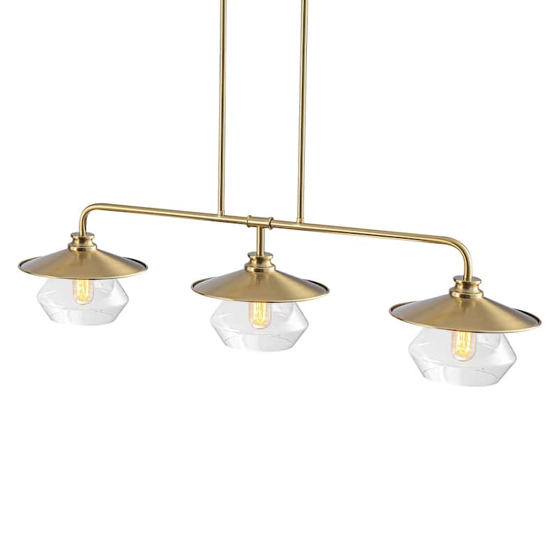 Modern 3-Light Linear Pendant Light with Clear Glass Lampshades - Dia.42.13-in