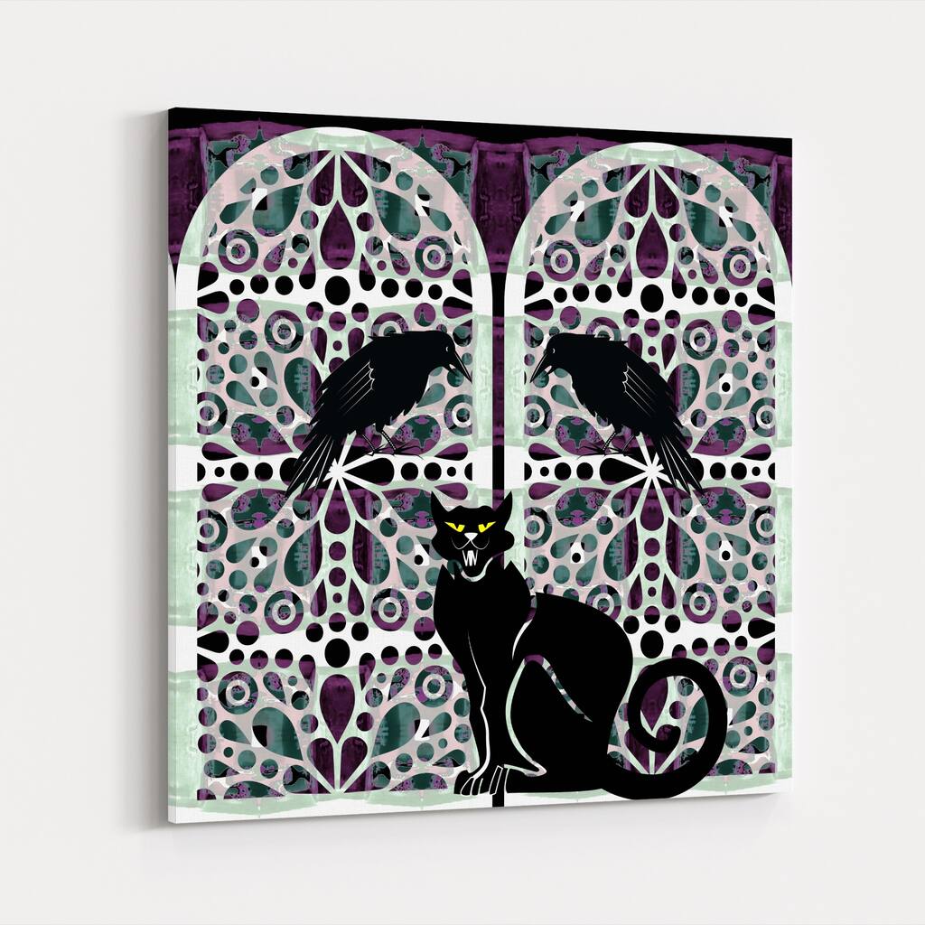 Animals Bird Cat Owl Pattern Digital Canvas Wall Art Print