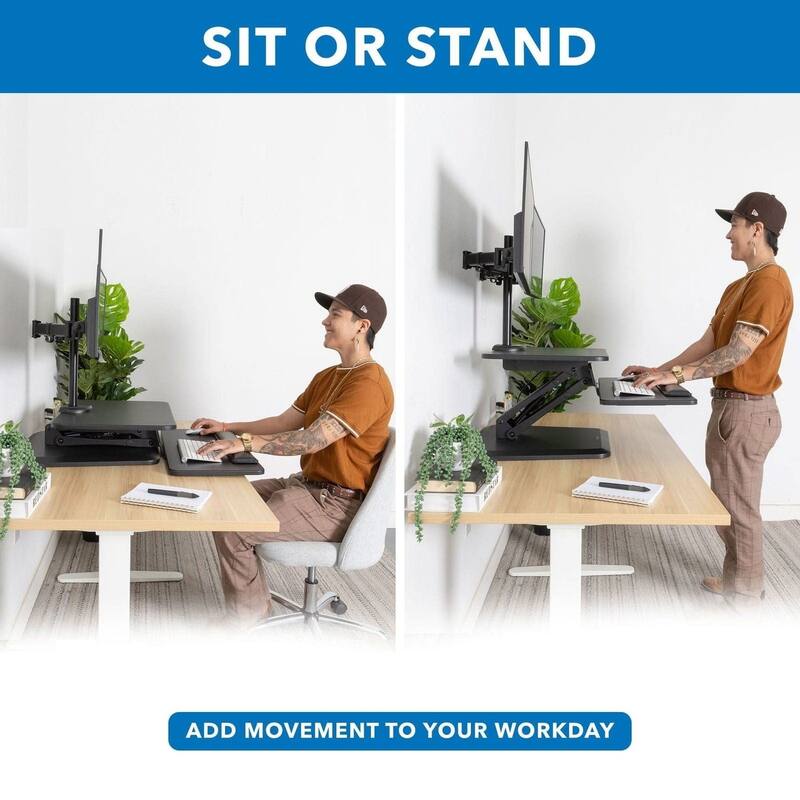 Mount-It! Standing Desk Converter Sit Stand with Monitor Mount | Height Adjustable