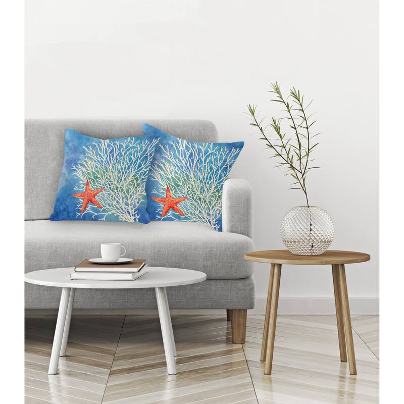 Laural Home Coral Starfish Splash Indoor Decorative Pillow