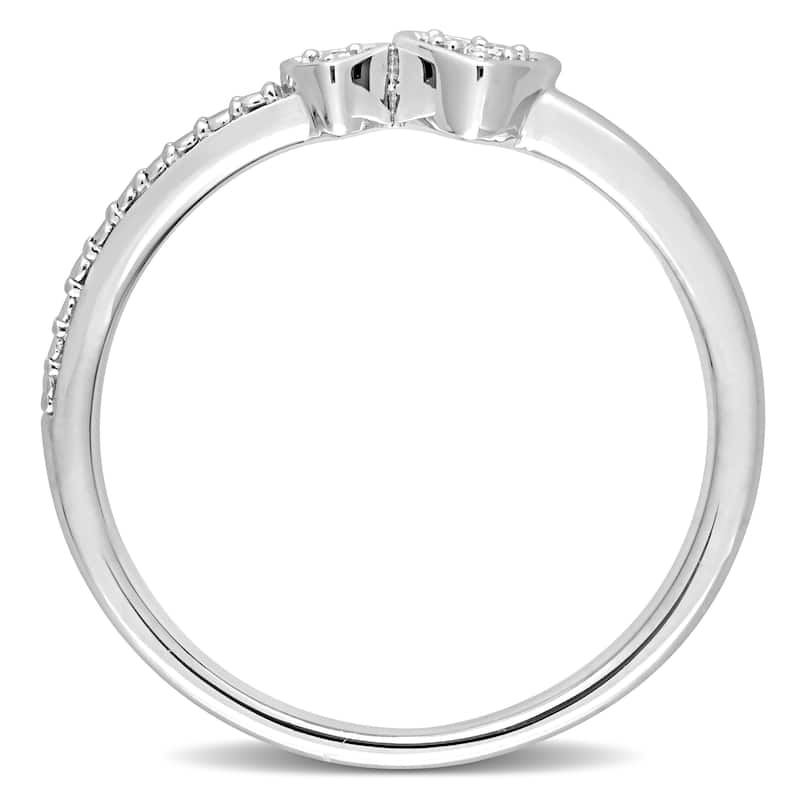 Miadora Diamond Accent Double Heart Promise Stacking Ring in Sterling Silver
