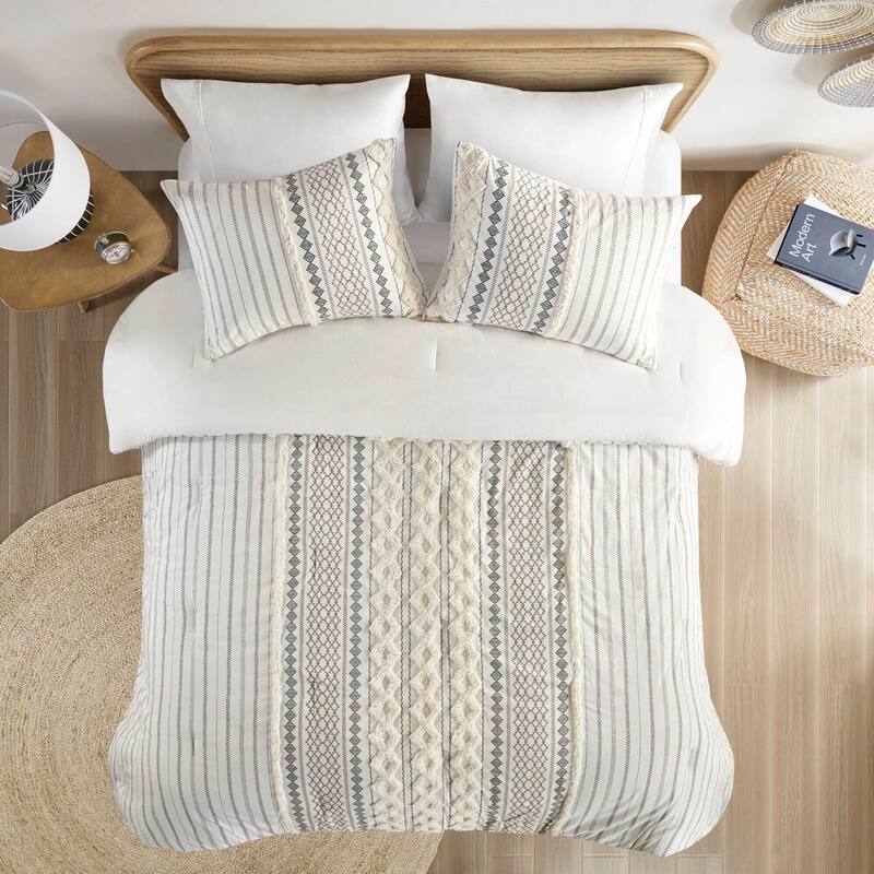 GDF Studio - Imani Cotton Printed Comforter Set with Chenille Detailing