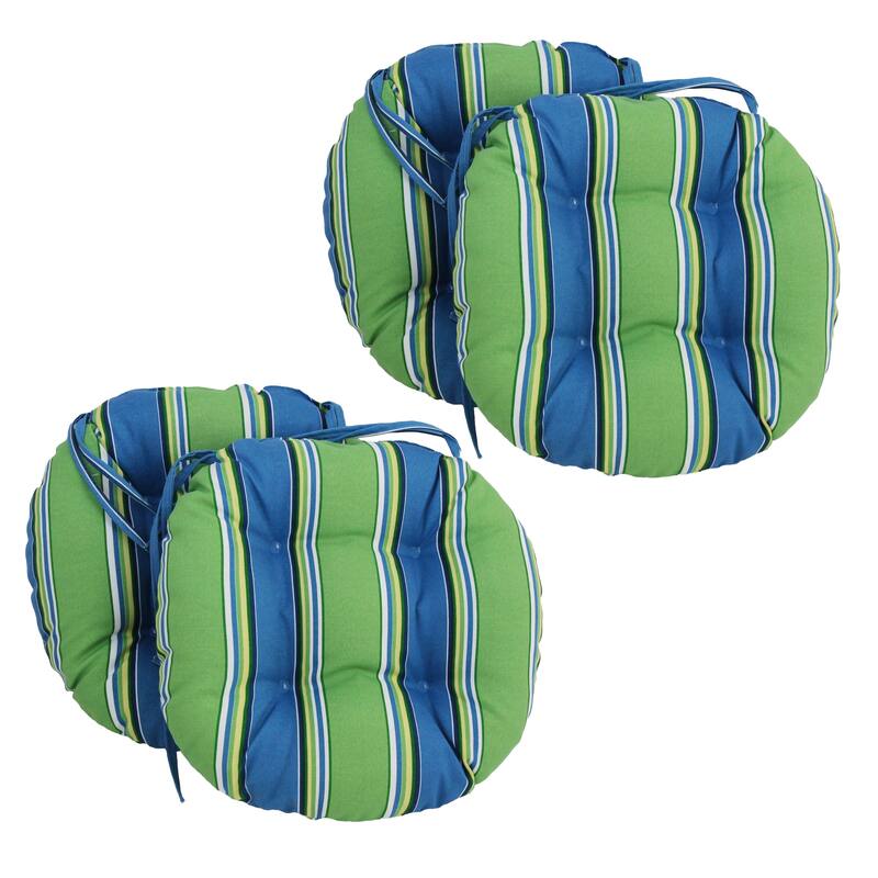 16-inch Round Tufted Indoor/Outdoor Chair Cushions (Set of 4) - 16" - Haliwell Caribbean