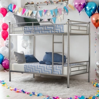 2 In 1 Modern Twin Over Twin Bunk Bed With Steel Construction,Separate into 2 Twin Beds