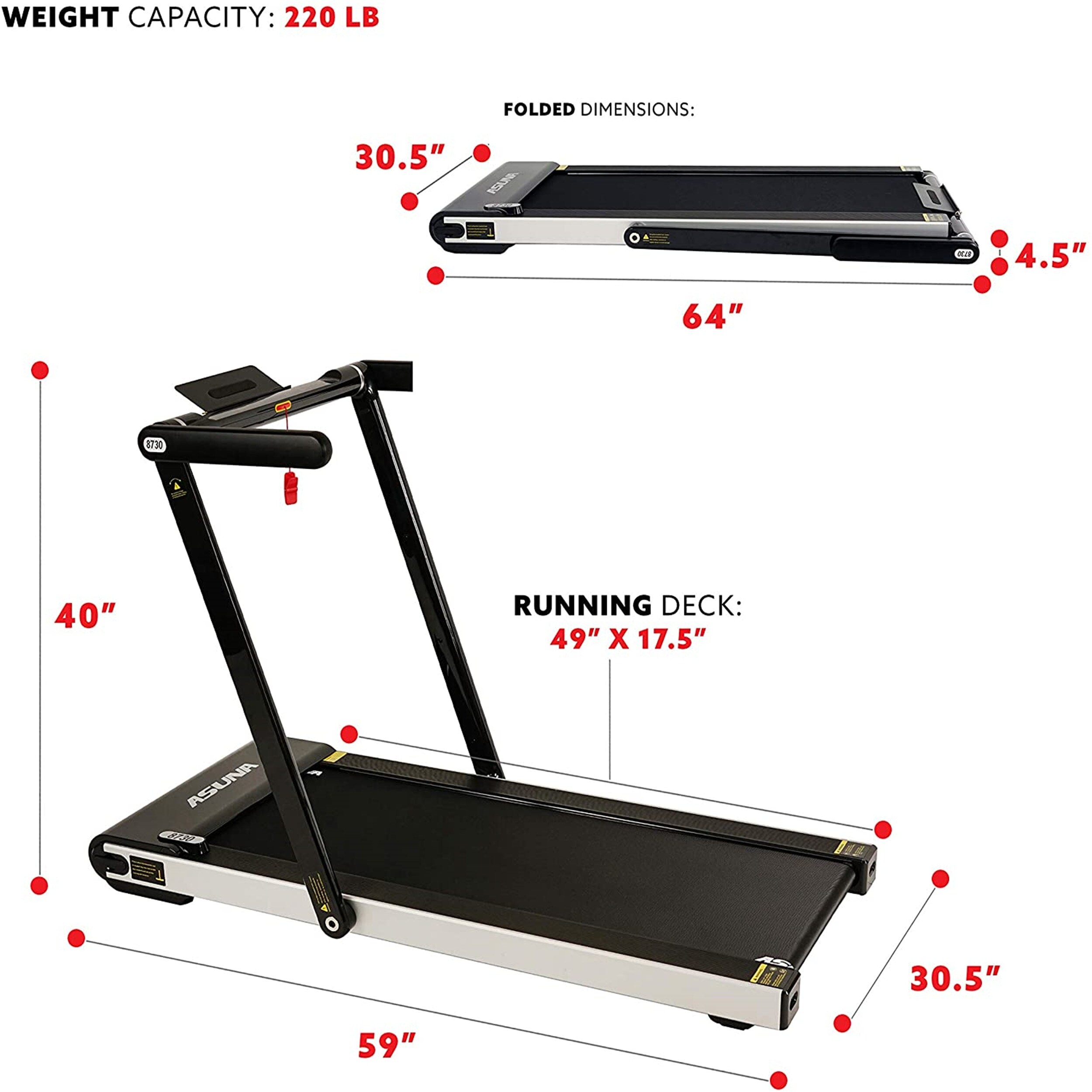 Space Saving Treadmill Flat Folding With Speakers Overstock 31457724