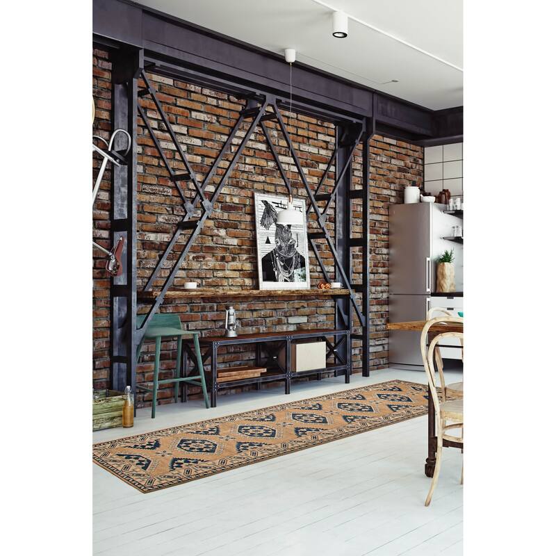 ECARPETGALLERY Hand-knotted Finest Ghazni Beige, Copper Wool Rug - 2'8 x 10'4