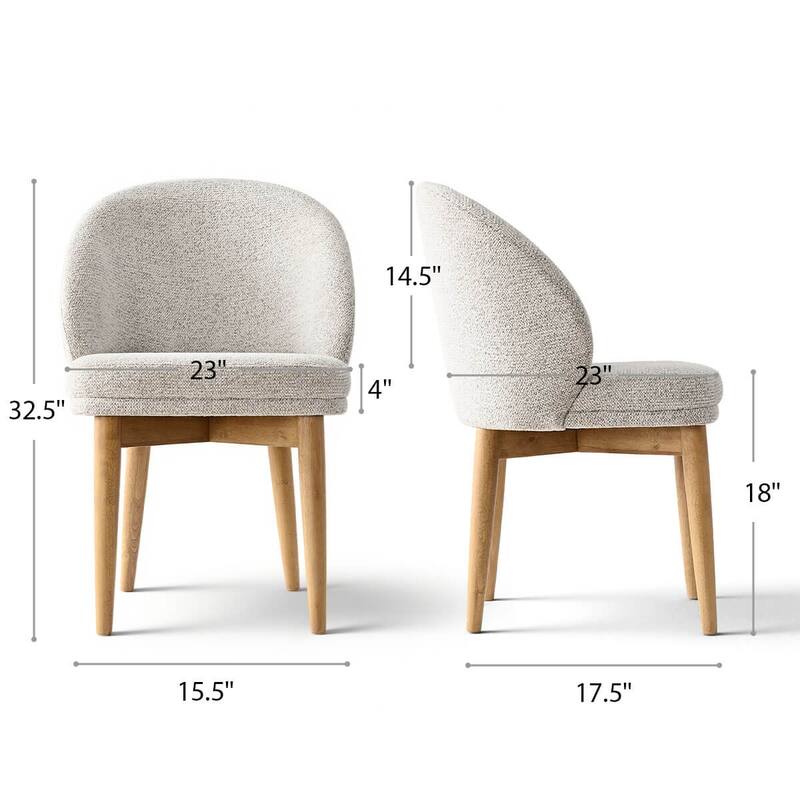 Upholstered Barrel Dining Chair With Oak Solid Wood Legs (Set of 4)