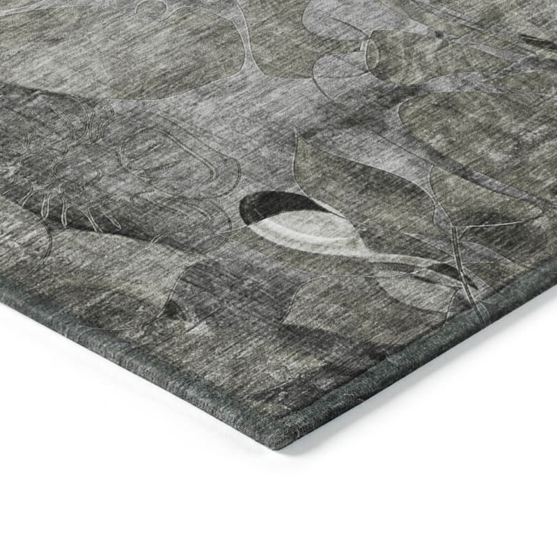 Machine Washable Indoor/ Outdoor Modern Floral Chantille Rug