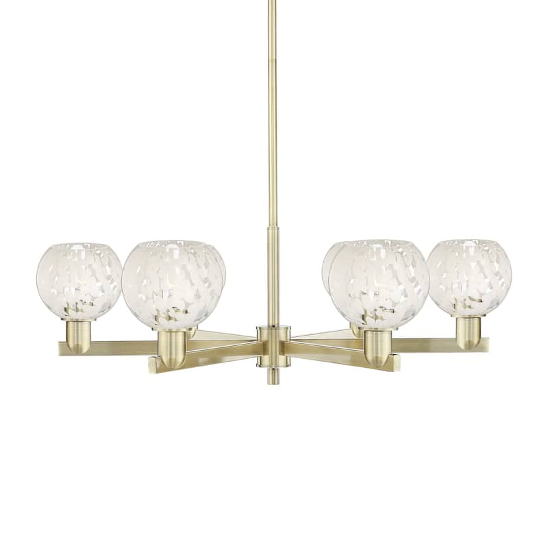 Innovations Lighting 716-6CR-10-36 White Mouchette Chandelier White - Antique Brass / White Mouchette