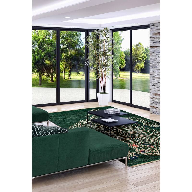 ECARPETGALLERY Hand-knotted Jules Serapi Dark Green Wool Rug - 4'11 x 6'10
