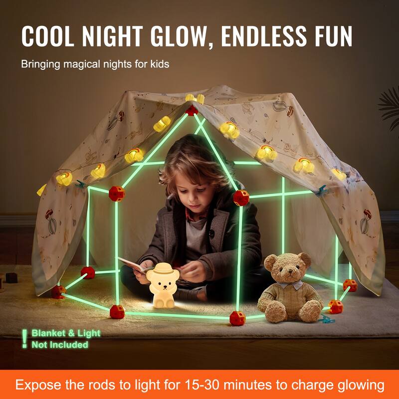 Fort Building Kit for Kids, Educational Gift for 4 5 6 7 8+ Year Old Boys & Girls, Indoor Outdoor Play Tent Construction Toys