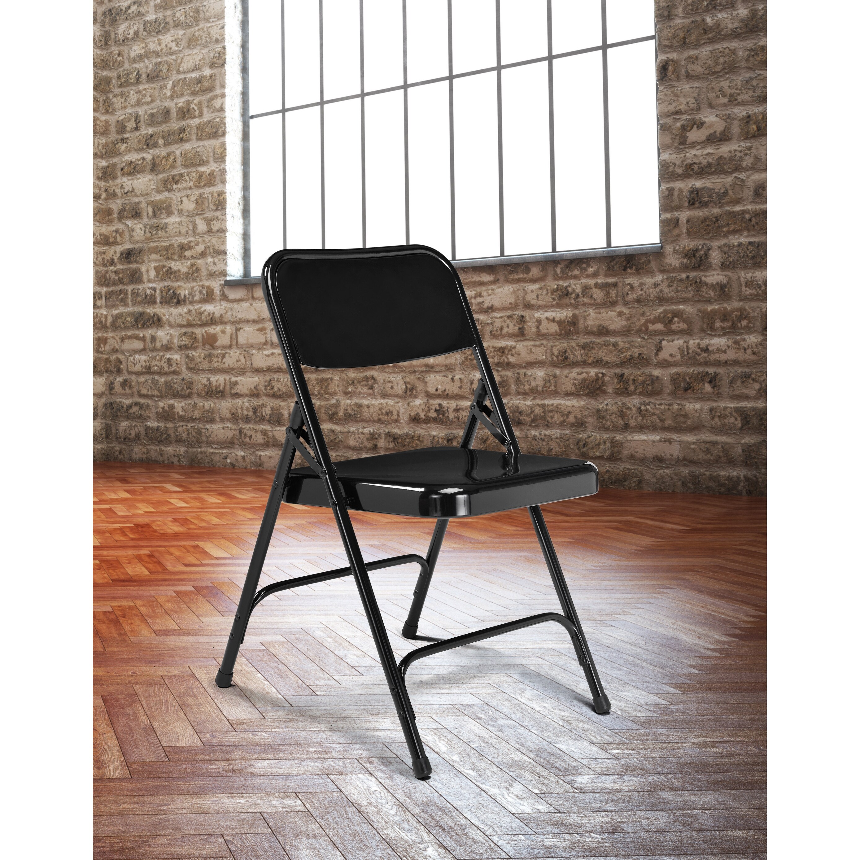 Carton of 4 National Public Seating 200 Series All Steel Premium Folding Chair with Double Brace Char-Blue 480 lbs Capacity 