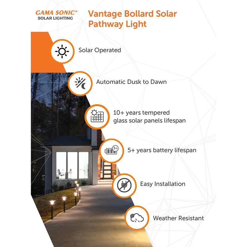 Gama Sonic Vantage Solar Commercial Garden Solar Pathway Bollard Light
