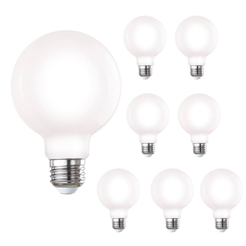 Bulbrite Pack of (8) 7 Watt Dimmable Filament G25 Medium (E26) LED Bulb - 650 Lumens, 2700K, and 80 CRI - Milky