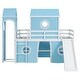 preview thumbnail 11 of 13, Playhouse Twin Size Loft Bed with Slide Pink Tent and Tower