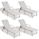 preview thumbnail 50 of 72, Outdoor Patio Lounger Aluminum Adjustable Chaise Lounge Chairs with Arms (Set of 2/4) - See Picture White&Gray&Blue Mixed, 4PCS
