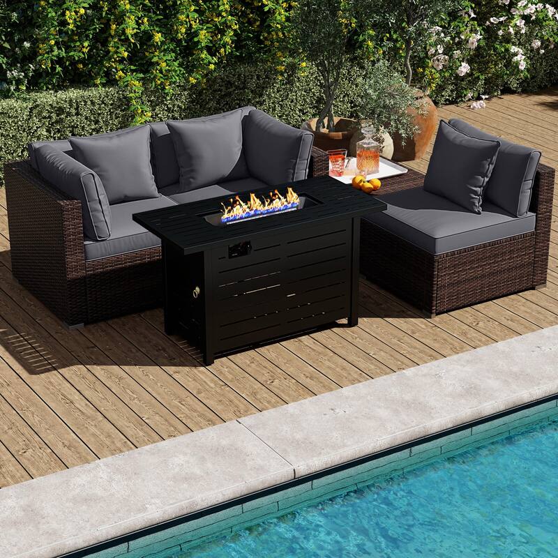 Costway 5 PCS Patio Furniture Set Heavy-duty Frame Rattan Sofa Set - See Details
