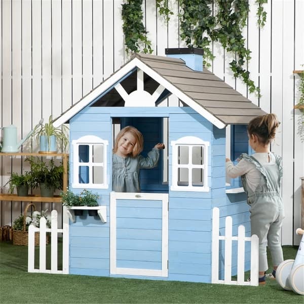 slide 2 of 8, Imagination Station Exploring the World of Kids' Playhouses - 59.4" W x 44.3" D x 55.9" H Blue