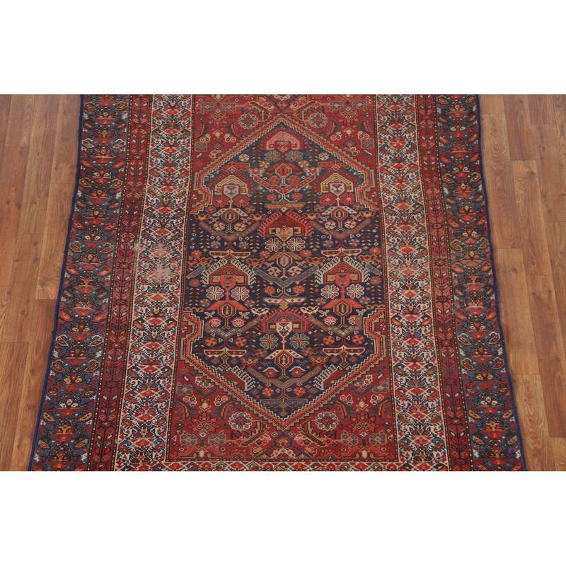 Pre-1900 Antique Bakhtiari Persian Area Rug Handmade Wool Carpet - 4'8"x 6'1"