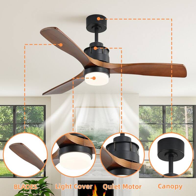 60" Black & 52" White Ceiling Fans with LED Light & Reversible DC Motors