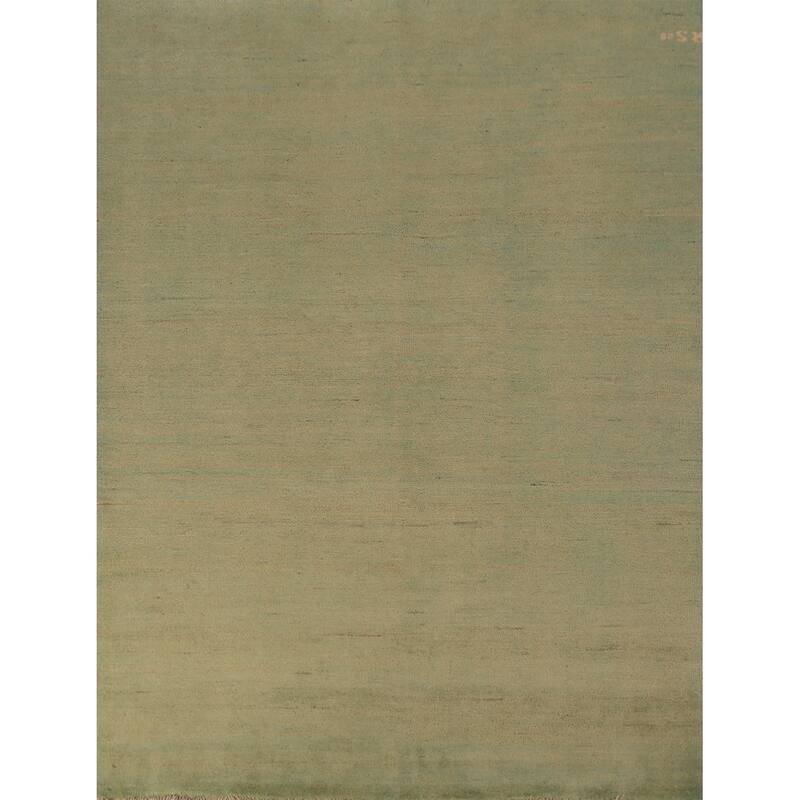 Modern Gabbeh Oriental Area Rug Handmade Green Wool Carpet - 5'0" x 6'7"