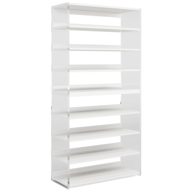 8-Tier Shoe Rack with Wood Shelves, Shoe Organizer Display Storage Shelf for Home, Space-Saving
