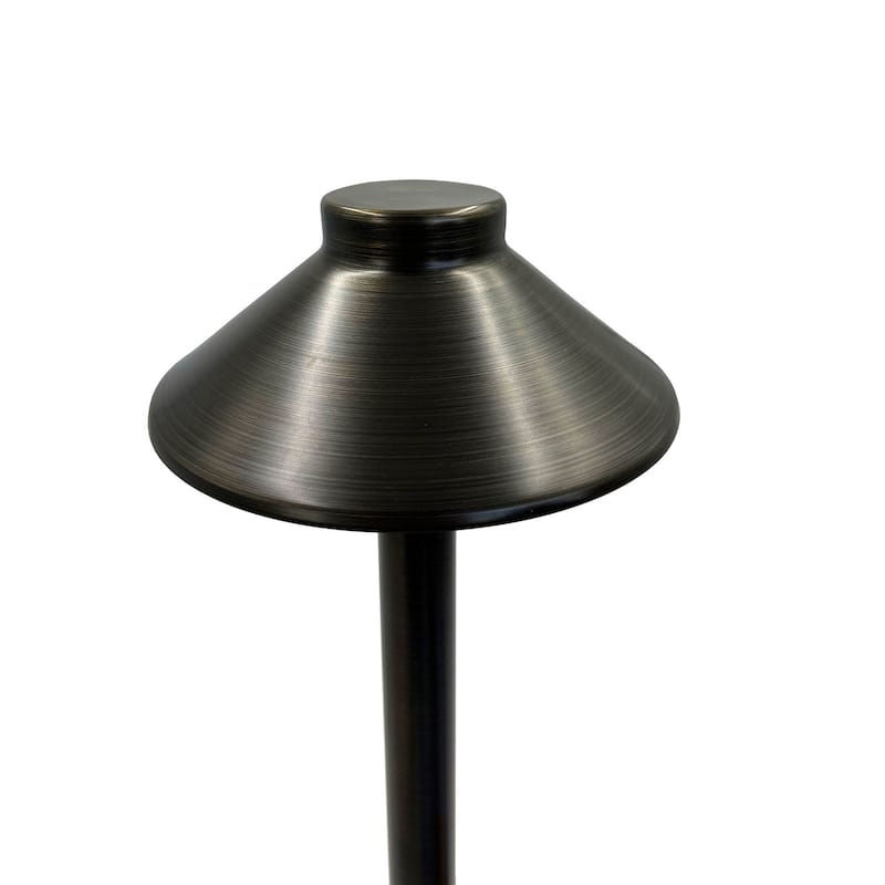 18" Antique Brass Cast Brass Path Light 6" Hat, IP65 Weatherproof, G4 Bulb Compatible - Antique brass