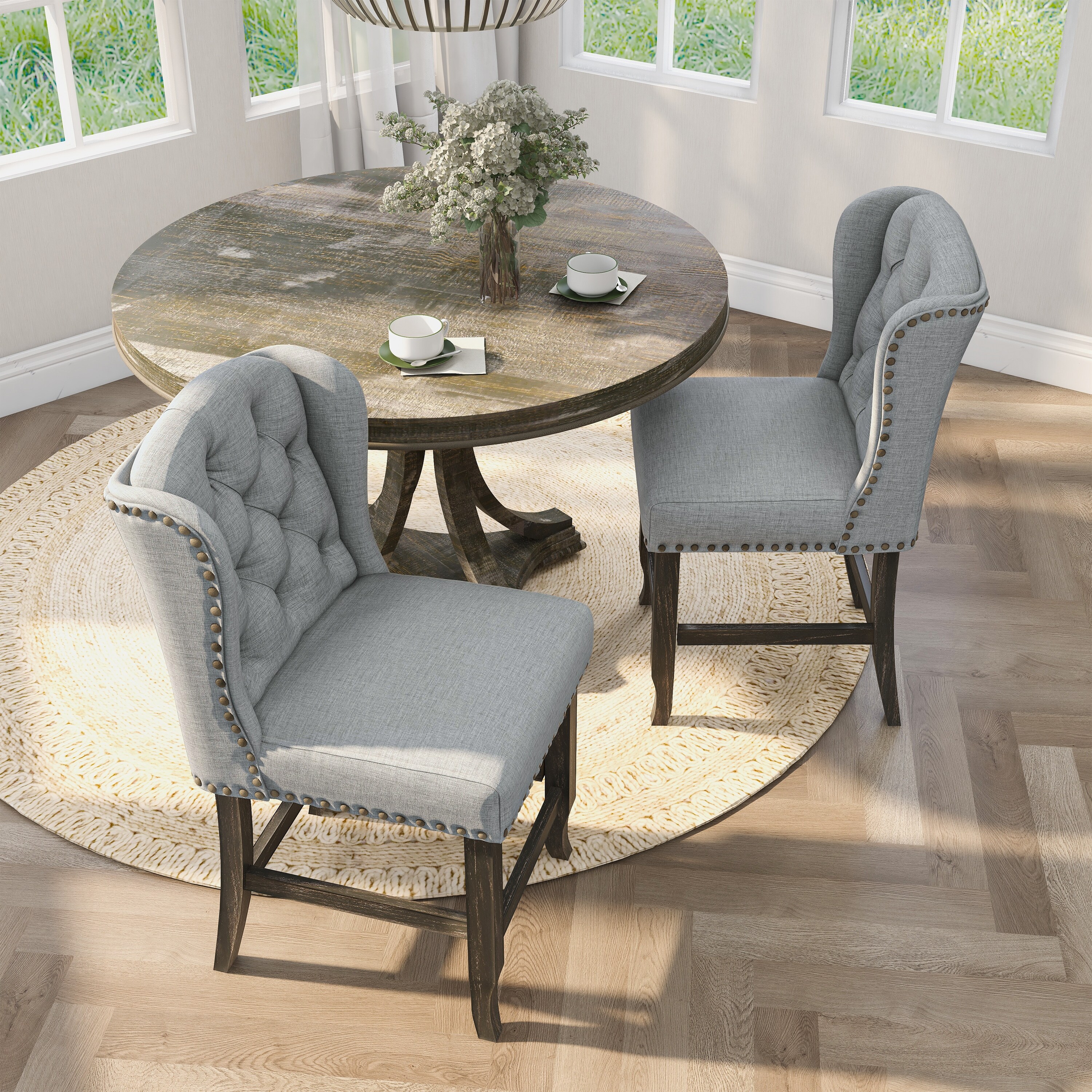 Furniture of america tays clearance rustic linen dining chairs