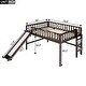 preview thumbnail 4 of 5, Espresso Full Size Pine Wood Low Loft Bed with Vertical Ladder and Removable Slide
