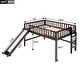 preview thumbnail 18 of 19, Solid Wood Full Size Low Loft Bed with Ladder and Slide