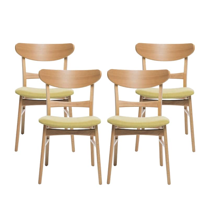 Idalia Mid-century Modern Dining Chairs (Set of 4) by Christopher Knight Home - Green Tea + Natural Oak