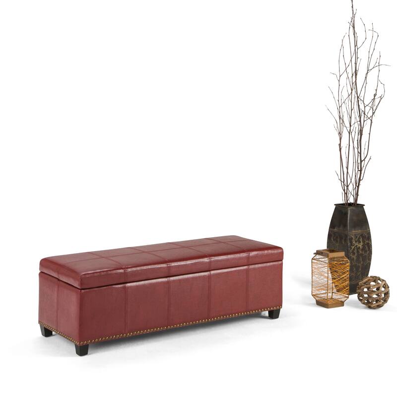 WYNDENHALL Stanford Upholstered Storage Ottoman - Radicchio Red