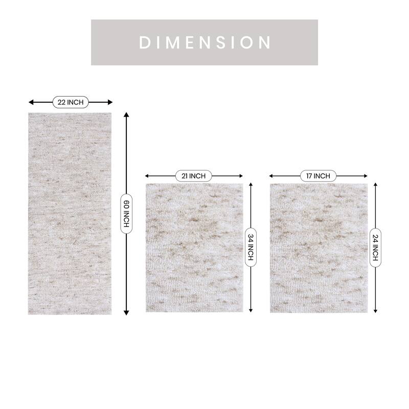 Home Weavers Cloud Comfort 100% Microfiber Bath Rug Set, Water Absorbent Soft Microfiber Shaggy Mat Machine Washable - 3Pc Set