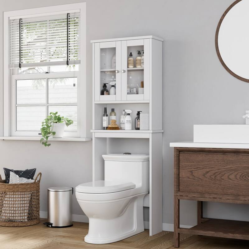 Futzca Over The Toilet Storage Cabinet - Glass/White