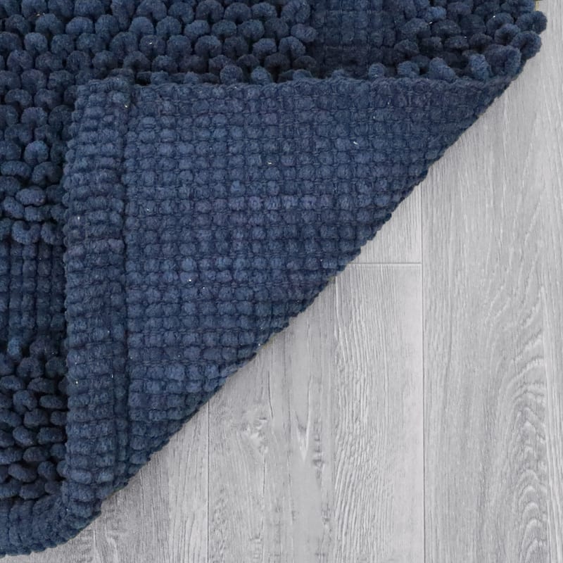 Sophie Border Ultra-plush Chenille Non-Slip Cotton Bath Mat