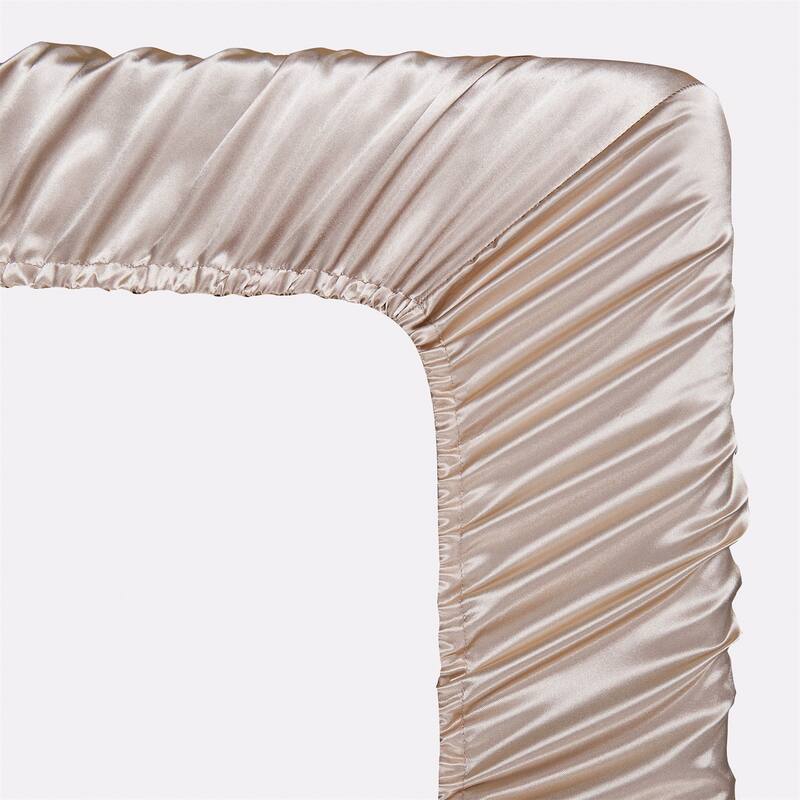 Silky Satin Bed Sheets Set Pillowcase Deep Pocket Flat Fitted Sheet