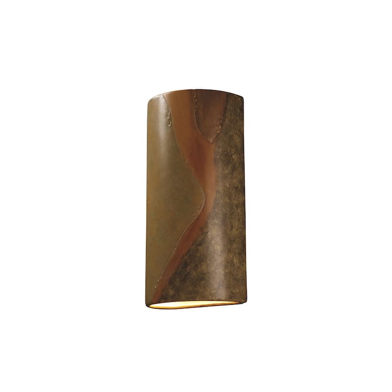 Justice Design Ambiance Harvest Yellow Slate Outdoor Really Big Cylinder Wall Sconce