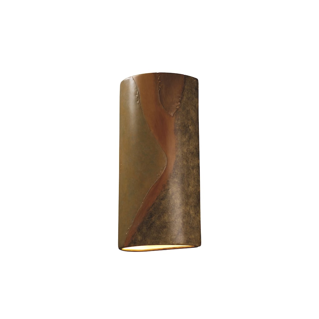 Justice Design Ambiance Harvest Yellow Slate Outdoor Really Big Cylinder Wall Sconce