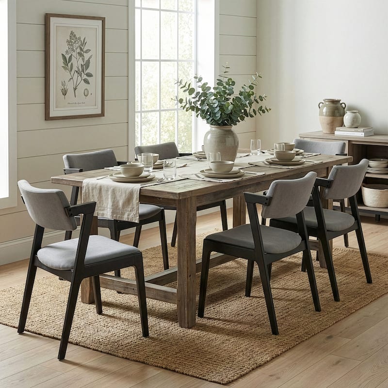 Set of 2 Auden Retro Modern Black Wood Wing Chair